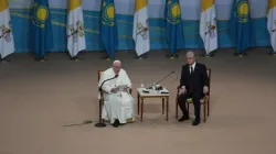 Pope Francis speaking in Nur-Sultan hall in Kazakhstan , Sept 13. 2022. | Vatican Media