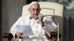 Pope Francis speaking on St. Peter's Square, Vatican, Oct. 12, 2022 | Daniel Ibáñez / CNA