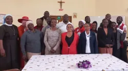Sr. Anuarite Manyahi (Left) and Fr. Limukani Ndlovu (back row in black jacket) pose for a picture with participants at the Family and Marriage workshop in Bulawayo. Credit: Catholic Church News Zimbabwe