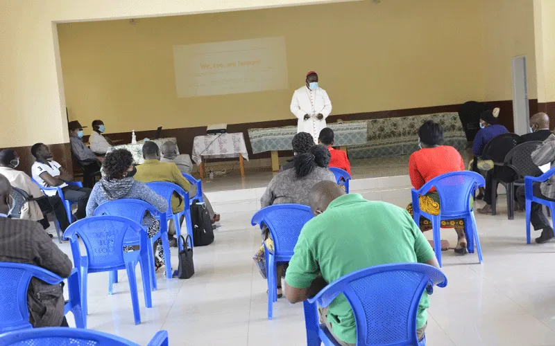 Bishop George Desmond Tambala of Malawi’s Zomba Diocese addressing participants at the start of the two-day training for Priests, chiefs and head teachers on ways of improving lives of people with albinism through access to justice and quality health care services. / Zomba Diocese,