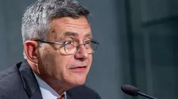 Paolo Ruffini, prefect of the Vatican's Dicastery for Communications, in the Vatican press room. Credit: Daniel Ibanez/CNA
