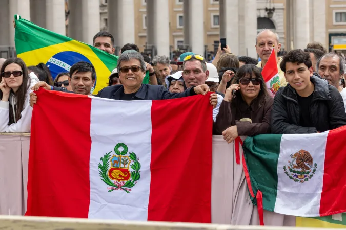 Pilgrims from Peru — where Pope Leo served as a missionary and bishop — as well as Brazil, Mexico and many other countries at St. Peter's Square on May 11, 2025.