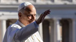 Pope Leo XIV greets pilgrims at his general audience in St. Peter's Square at the Vatican, Wednesday, Oct. 8, 2025 / Credit: Daniel Ibáñez/CNA