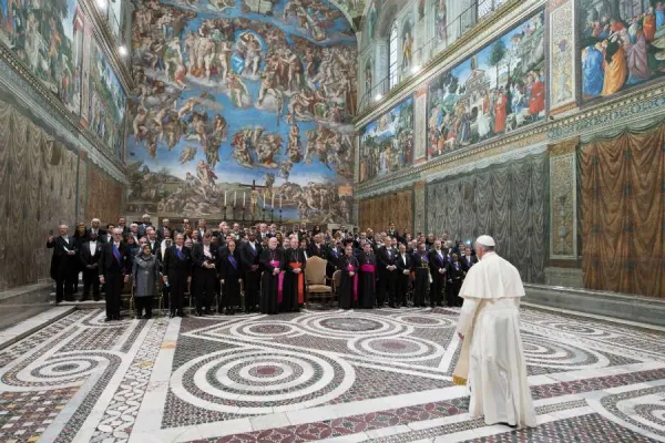 Pope Francis meets with the diplomatic corps Jan. 8, 2018. Credit: Vatican Media.