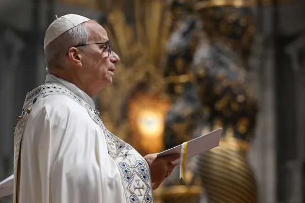 Pope Leo XIV presides over first vespers (evening prayer) in St. Peter's Basilica in anticipation of the Jan. 1 solemnity of Mary, Mother of God on Dec. 31, 2025. Credit: Vatican Media.