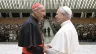 Pope Leo XIV shakes hands with Cardinal Baldassare Reina, vicar general of Rome, during a meeting with priests of the Rome Diocese at the Vatican on June 12, 2025. | Credit: Vatican Media