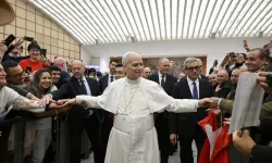 Pope Leo XIV greets pilgrims at his weekly general audience at the Vatican on January 21, 2026.