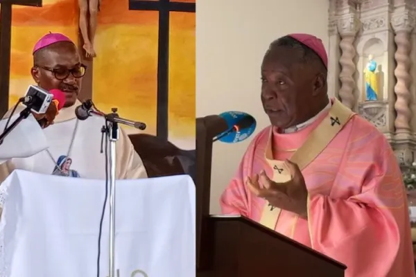 Bishop Maurício Agostinho Camuto (left) of Caxito Diocese and Archbishop Filomeno do Nascimento Vieira Dias (right) of Luanda Archdiocese. Credit: Radio Ecclesia