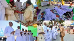 The four newly ordained Priests and six newly ordained Deacons for South Sudan’s Catholic Diocese of Tombura-Yambio (CDTY). Credit: Ruru Gene News/Sr. Laurencila, FSSA.