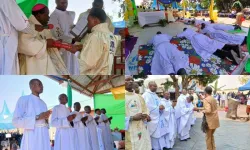 The four newly ordained Priests and six newly ordained Deacons for South Sudan’s Catholic Diocese of Tombura-Yambio (CDTY). Credit: Ruru Gene News/Sr. Laurencila, FSSA.