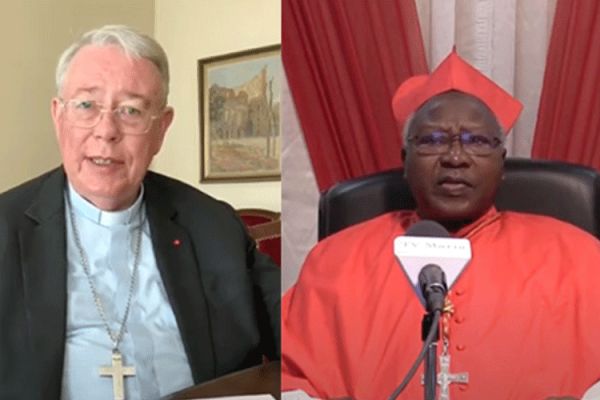 Jean-Claude Cardinal Hollerich of COMECE (left) and Philipp Cardinal Ouédraogo of SECAM (right) who have just issued a joint statement for a people-centered partnership ahead of the AU/EU summit in October.