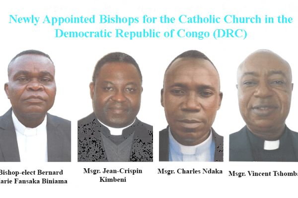 Four Bishops Appointed in DR Congo, Three as Auxiliary Bishops in Kinshasa Archdiocese