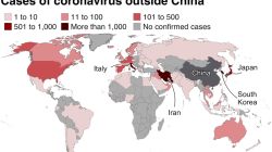 Map showing confirmed cases of Corona Virus around the world; an issue of concern to Bishops in Ghana.