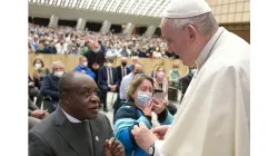 Vice Chancellor of Nairobi-based Daystar University, Prof. Laban Ayiro during his encounter with Pope Francis at Pope Paul VI Audience Hall, Vatican City, on 3 November 2021. Credit: Courtesy Photo