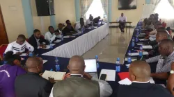 Fr. Cosmas Mwova with some of the diocesan youth representatives planning for the November 30 National youth convention. Credit: ACI Africa.