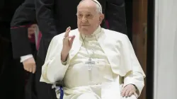 Pope Francis appeared in a wheelchair at his general audience on Feb. 28, 2024. | Credit: Vatican Media
