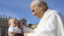 Pope Leo XIV blesses a baby on All Saints Day’ 2025. / Credit: Vatican Media