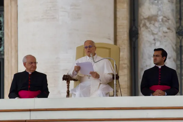 Pope Leo XIV spoke about the solution for restless hearts in his catechesis at the general audience in St. Peter’s Square on Dec. 17. 2025. / Credit: Daniel Ibanez/CNA