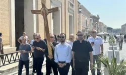 Seminarians approach the Holy Door at St. Peter’s Basilica on Tuesday, June 24, 2025. / Credit: Courtney Mares/CNA