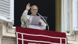 Pope Leo XIV waves to crowds in St. Peter's Square after praying the Angelus on Jan. 18, 2026. | Credit: Vatican Media