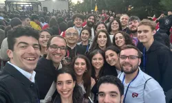 Joseph Karam (far left) arrived with his parents, his aunt and uncle, and a group of about 90 Lebanese-Americans from across the United States — all drawn by the significance of witnessing Pope Leo’s first international visit and experiencing it on Lebanese soil — for Pope Leo XIV’s visit to Lebanon from Nov. 30 to Dec. 2, 2025. / Credit: Photo courtesy of Joseph Karam