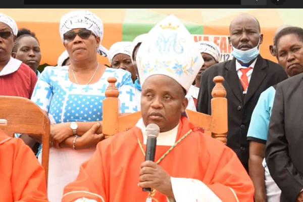 Bishop Joseph Mwongela of Kitui Diocese reading the message of members of the Kenya Conference of Catholic Bishops (KCCB). Credit: Courtesy Photo