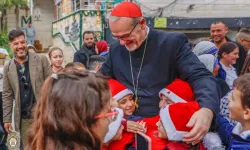 Children greet the Latin patriarch of Jerusalem, Cardinal Pierbattista Pizzaballa, during his visit to Gaza’s Holy Family Parish on Dec. 19, 2025. / Credit: Photo courtesy of the Latin Patriarchate of Jerusalem