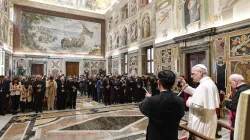Pope Leo XIV meets with delegates to the annual meeting of moderators of associations of the faithful, ecclesial movements, and new communities on June 6, 2025, at the Vatican. / Credit: Vatican Media