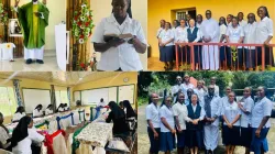 Fr. Peter Konteh posing for a photo with Sisters of St. Joseph of Cluny who are gathering for their retreat in Freetown, Sierra Leone. Credit: Fr. Peter Konteh