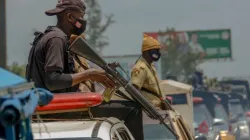 Nigerian security officers during a military operation ahead of the gubernatorial elections in Benin City, Edo, Nigeria, on Sept. 17, 2020. / Credit: Oluwafemi Dawodu/Shutterstock