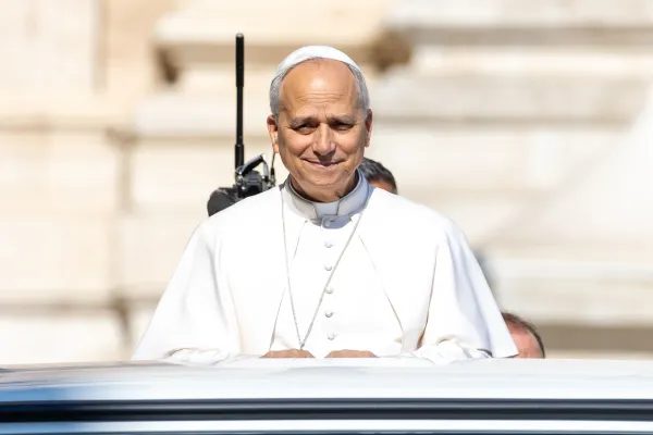 Pope Leo XIV greets the faithful gathered in St. Peter’s Square from the popemobile during his Wednesday general audience on Aug. 6, 2025. / Credit: Daniel Ibañez/CNA