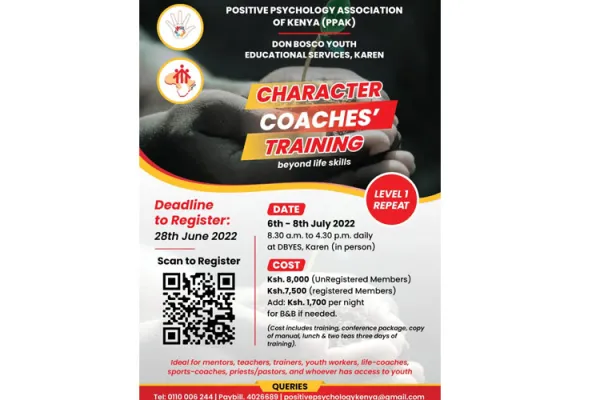 A poster announcing the training organized by members of the Positive Psychology Association of Kenya (PPAK). Credit: Courtesy Photo