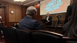 Rep. Chris Smith, R-New Jersey, speaks about a sanctions plan to increase pressure on the Nigerian government amid ongoing Christian persecution on Dec. 9, 2025. / Credit: Madalaine Elhabbal/CNA