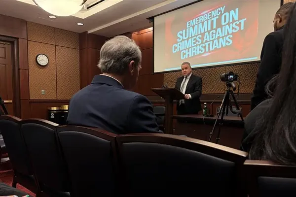 Rep. Chris Smith, R-New Jersey, speaks about a sanctions plan to increase pressure on the Nigerian government amid ongoing Christian persecution on Dec. 9, 2025. / Credit: Madalaine Elhabbal/CNA