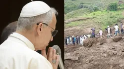 Pope Leo XIV prays during his Wednesday general audience on Aug. 13, 2025, in the Paul VI Audience Hall at the Vatican.