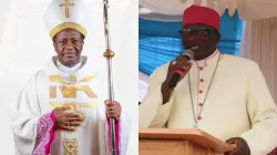Bishop Simon Peter Kamomoe (right) and Bishop Paul Kariuki Njiru (left). Credit: ACI Africa/KCCB