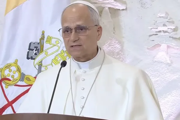 Pope Leo XIV speaks at the Presidential Palace in Baabda, Lebanon, on Nov. 30, 2025. / Credit: Vatican Media/Screenshot