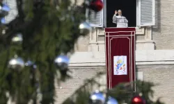 Pope Leo XIV greets pilgrims gathered in St. Peter’s Square at the Vatican for the recitation of the Angelus on Dec. 21, 2025. / Credit: Vatican Media