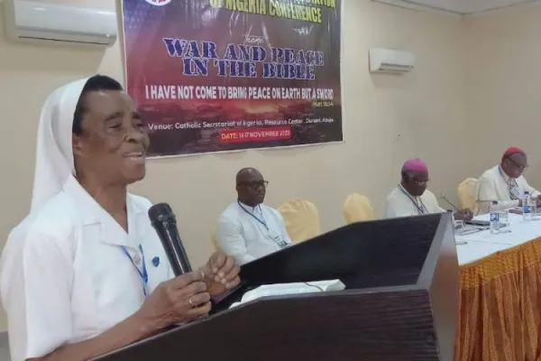 Sr. Prof. Teresa Okure, addressing members of the Catholic Biblical Association of Nigeria (CABAN). Credit: Nigeria Catholic Network