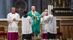Pope Leo XIV celebrates Mass in St. Peter's Basilica at the Vatican on November 16, 2025. / Daniel Ibáñez
