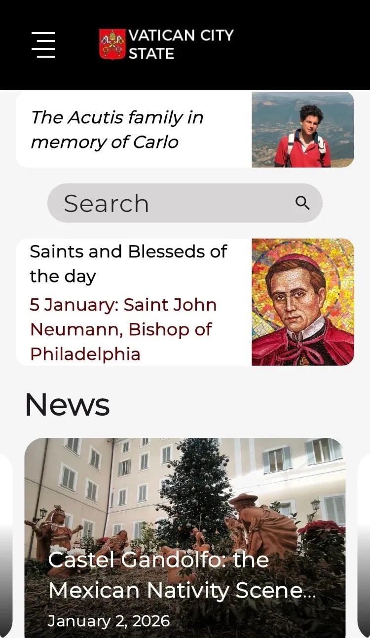 The news app for Vatican City State, developed with support from the family of St. Carlo Acutis. / Credit: Vatican City State/Screenshot