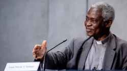 Cardinal Peter Turkson, prefect of the Dicastery for Promoting Integral Human Development, at a Vatican press conference July 7, 2020. / Daniel Ibáñez/CNA.