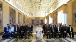 Pope Francis meets with members of the editorship of the theological magazine La Scuola Cattolica at the Vatican's Consistory Hall, June 17, 2022. Vatican Media.