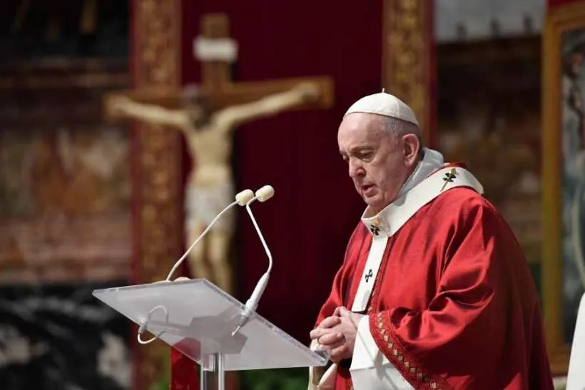 Pope Francis celebrates Pentecost Sunday Mass in St. Peter’s Basilica May 31, 2020. / Vatican Media