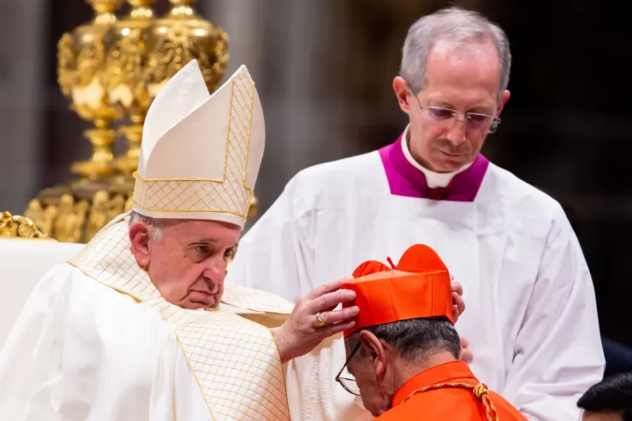 Pope Francis creates new cardinals at a consistory in St. Peter’s Basilica on Oct. 5, 2019. Credit: Daniel Ibáñez/CNA.