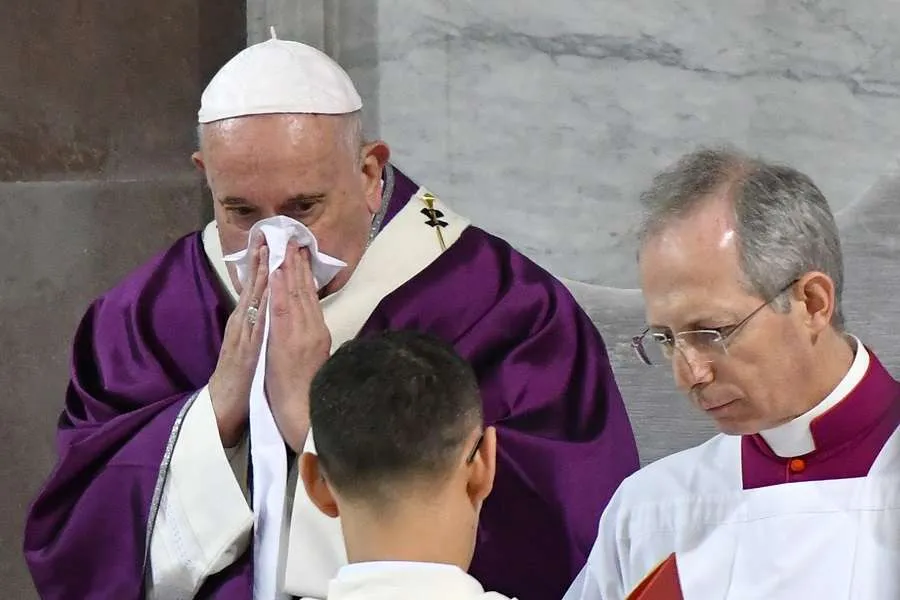 Pope Francis during Ash Wednesday Mass Feb. 26, 2020. Credit: Alberto Pizzoli/Getty Images.