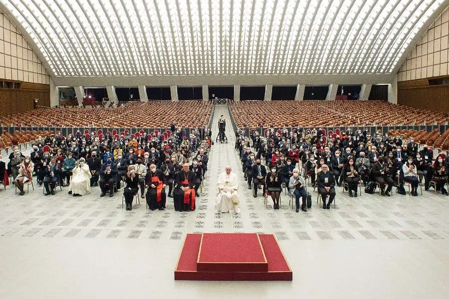 Pope Francis meets with the Focolare Movement Feb. 6, 2021. Credit: Vatican Media.