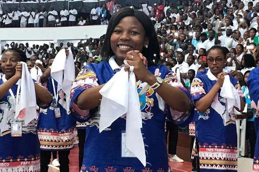 Youth perform a dance in the Maxaquene Pavilion in Maputo before the arrival of Pope Francis Sept. 5, 2019. Credit: Vatican Press Pool Photo.