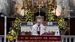 Pope Francis celebrates Mass at Santo Spirito in Sassia April 19, 2020. Credit: Vatican Media