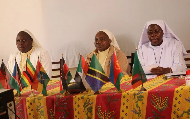 From left; Sr. Pasilisa Namukoye, ÀOSK Executive  Secretary, Sr. Mary Cecilia Njeri, ACWECA President, Sr. Hellen Badhiho ACWECA General Secretary. Credit: AMECEA